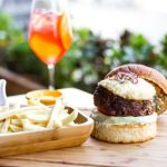 Burger and a Grape Snow Cone